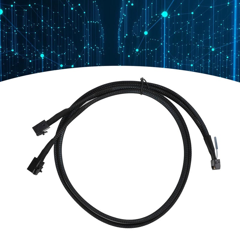 Tangxi كابل MCIO 8i إلى 2*SFF-8643، كابل MCIO x8 74Pin إلى Mini SAS HD SFF-8643، متوافق مع SCSI (SAS)، PCIE 5.0، سرعة نقل بيانات 32GT / s، لمركز بيانات الخادم (31.5 بوصة) - Image 5